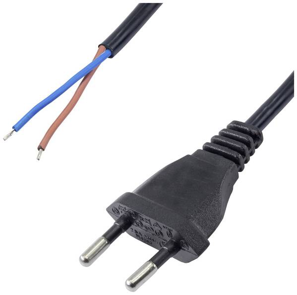 Akyga AK-OT-06A Strom Netzkabel [1x Euro-Stecker - 1x offene Kabelenden] Schwarz 3.00 m