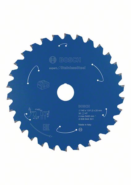 BOSCH Akku-Kreissägeblatt Expert for Stainless Steel, 140 x 1,5/1,2 x 20, 30 Zähne