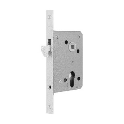 BKS - Schiebetürschloss 0375, mit Hakenfalle, PZ60/8, D55, F20 x 205 käntig, NiSi