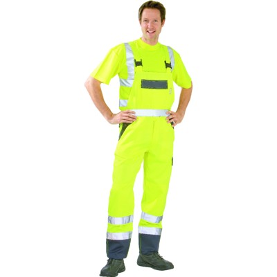 Planam - Latzhose 2027 warngelb/marineblau, Größe 50