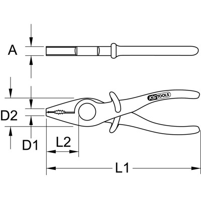 KSTOOLS® - Kunststoff-Flachzange mit Schutzisolierung, 180mm