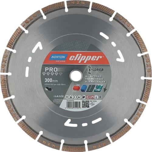 NORTON CLIPPER Diamanttrennscheibe 4x4 Explorer D.300mm Bohr.20mm Seg.-B.3mm Seg.-H.12mm