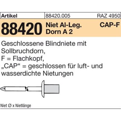 NOBRAND - Blindniete ART 88420 CAP - Alu/A 2 3,2 x 10,5 S