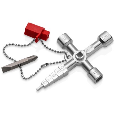 KNIPEX® - Schaltschrankschlüssel 00 11 04 Kreuzform mit langer Kette mit Bit ZDG 90mm