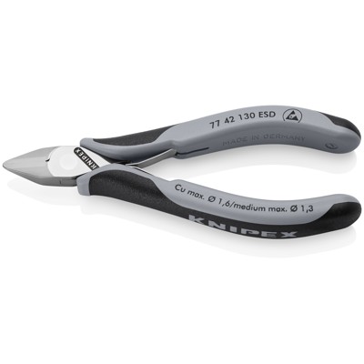 KNIPEX® - Elektronik-Seitenschneider ESD, mit durchgestecktem Gelenk mit Mehrkomponenten-Hüllen 130 mm 7742130ESD