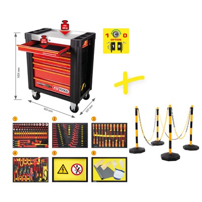 KSTOOLS® - PERFORMANCEplus Werkstattwagen e10 mit 164 isolierten Werkzeugen für Hybrid- und Elektrofahrzeuge