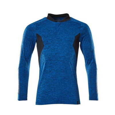 MASCOT® - Polo-Shirt ACCELERATE, Langarm Azurblau meliert/Schwarzblau 18081-810-91010, Größe S ONE