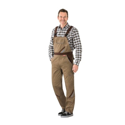 Planam - Latzhose 2334 khaki/braun/zink, Größe 64