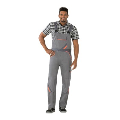 Planam - Latzhose 2430 zink/orange/schiefer, Größe 66