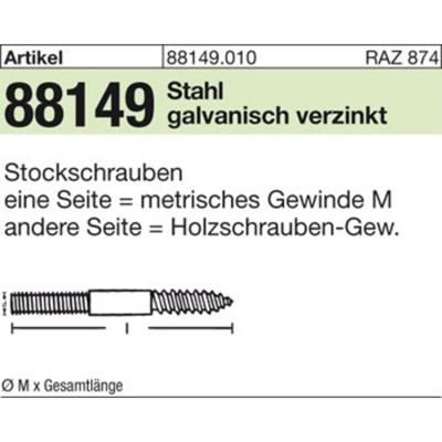 NOBRAND - ART 88149 Stockschrauben A 2 Typ 23E M 6 x 120 A 2 S