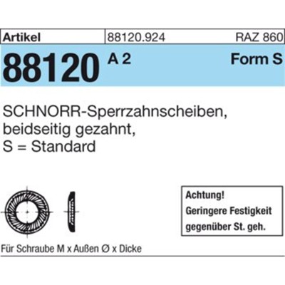 NOBRAND - ART 88120 SCHNORR - Scheiben Federstahl S 16 S