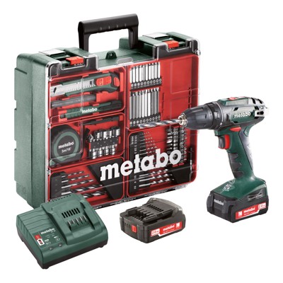metabo® - Akku-Bohrschrauber BS 14.4 Mobile Werkstatt (602206880), Mobile Werkstatt, Kunststoffkoffer, 14.4V 2x2Ah Li-Power + SC 30