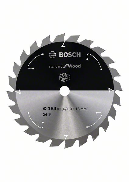 BOSCH Akku-Kreissägeblatt Standard for Wood, 184 x 1,6/1 x 16, 24 Zähne