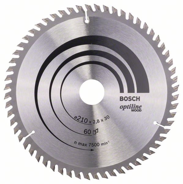 BOSCH Kreissägeblatt Optiline Wood für Handkreissägen, 210 x 30 x 2,8 mm, 60