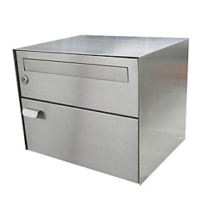 Briefkasten, BxHxT 390 x 315 x 310 mm, Edelstahl, Edelstahl-Optik.