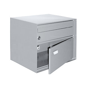 Briefkasten, BxHxT 390 x 315 x 310 mm, Stahlblech, pulverbeschichtet, weiß.