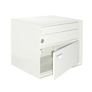Briefkasten, BxHxT 390 x 315 x 310 mm, Stahlblech, pulverbeschichtet, verkehrsweiß.