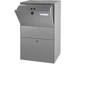 Briefkasten XXL, BxHxT 390 x 650 x 315 mm, graualuminium RAL 9007.