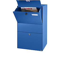 Briefkasten XXL, BxHxT 390 x 650 x 315 mm, signalblau RAL 5005.