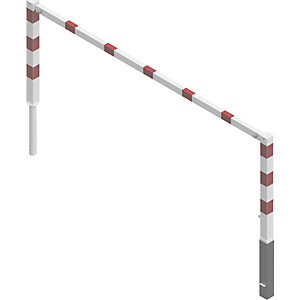 Wegesperre, schwenkbar, mit Oberholm, weiß mit roten Reflexstreifen, Breite 2500 mm.