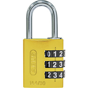 Zahlenschloss, Aluminium, 144/30 Lock-Tag, VE 6 Stk, gelb.