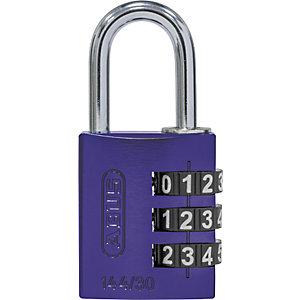 Zahlenschloss, Aluminium, 144/30 Lock-Tag, VE 6 Stk, lila.