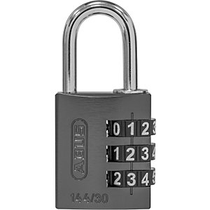 Zahlenschloss, Aluminium, 144/30 Lock-Tag, VE 6 Stk, schwarz.