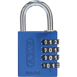 Zahlenschloss, Aluminium, 144/40 Lock-Tag, VE 6 Stk, blau.