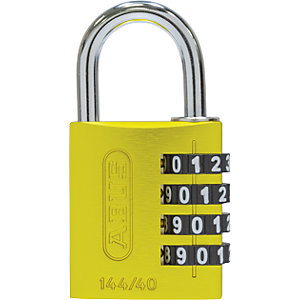 Zahlenschloss, Aluminium, 144/40 Lock-Tag, VE 6 Stk, gelb.
