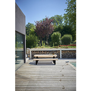 Design-Outdoortisch GUARD, LxBxH 2200 x 680 x 750 mm, schwarz/Lärche.