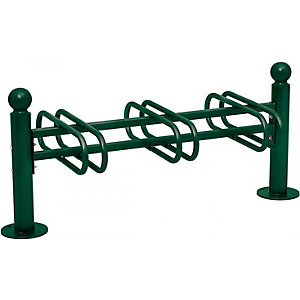 Fahrradständer KUGEL, 6 Stellplätze, doppelseitig, moosgrün.