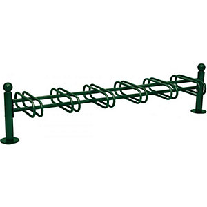 Fahrradständer KUGEL, 12 Stellplätze, doppelseitig, moosgrün.
