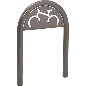 Anlehnbügel mit Schild, Ø 60 mm, grau.