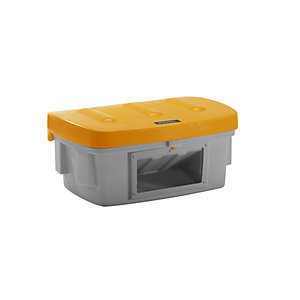 Universal- und Streugutbehälter, mit Entnahmeöffnung, 100 l, Deckel orange.