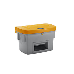 Universal- und Streugutbehälter, mit Entnahmeöffnung, 200 l, Deckel orange.