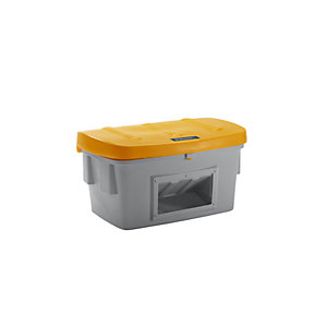 Universal- und Streugutbehälter, mit Entnahmeöffnung, 400 l, Deckel orange.