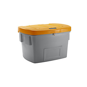 Universal- und Streugutbehälter, ohne Entnahmeöffnung, 700 l, Deckel orange.