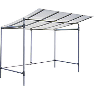 Fahrradüberdachung ECO, Grundmodell ohne Verkleidung, Breite 2453 mm, silber.