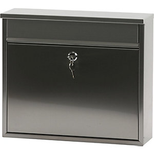 Briefkasten, mit geradem Dach, HxBxT 320 x 360 x 100 mm, Edelstahl.