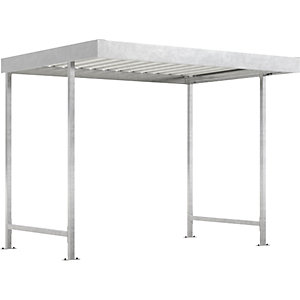 Materialüberdachung, Grundeinheit, B 2870 mm, einseitig, HxT 2360 x 2200 mm.