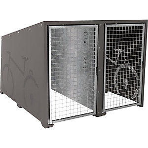 Fahrradbox Berlin, Grundmodul, 2 Stellplätze, anthrazitgrau, Türen feuerverzinkt.