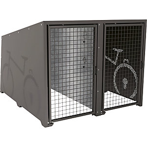 Fahrradbox Berlin, Grundmodul, 2 Stellplätze, anthrazitgrau, Türen farbbeschichtet.
